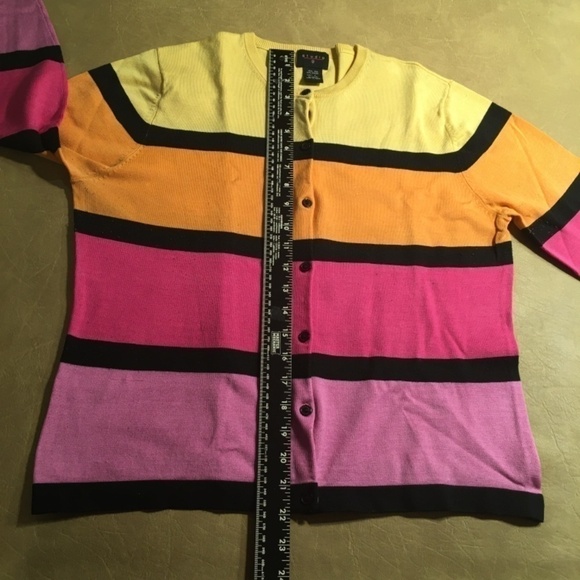 STUDIO G Spring Summer COLORBLOCK Cardigan, Pre-owned, Size L - Picture 7 of 8